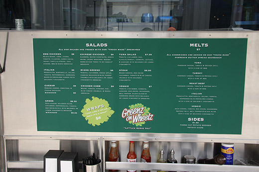 Greenz On Wheelz menu